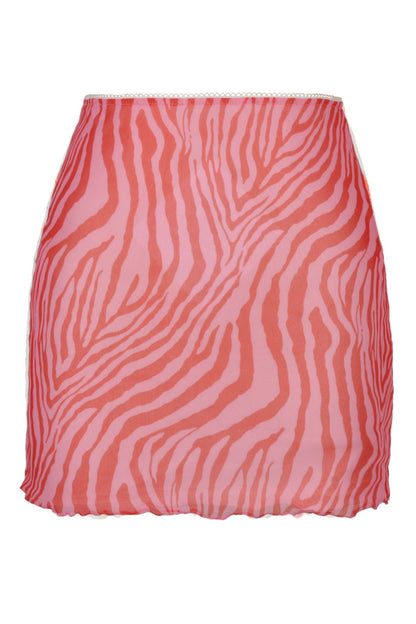 Printed Mesh Bodycon Mini Skirt