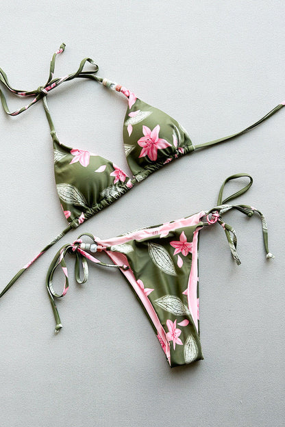 Printed Nylon Triangle Bikini Set