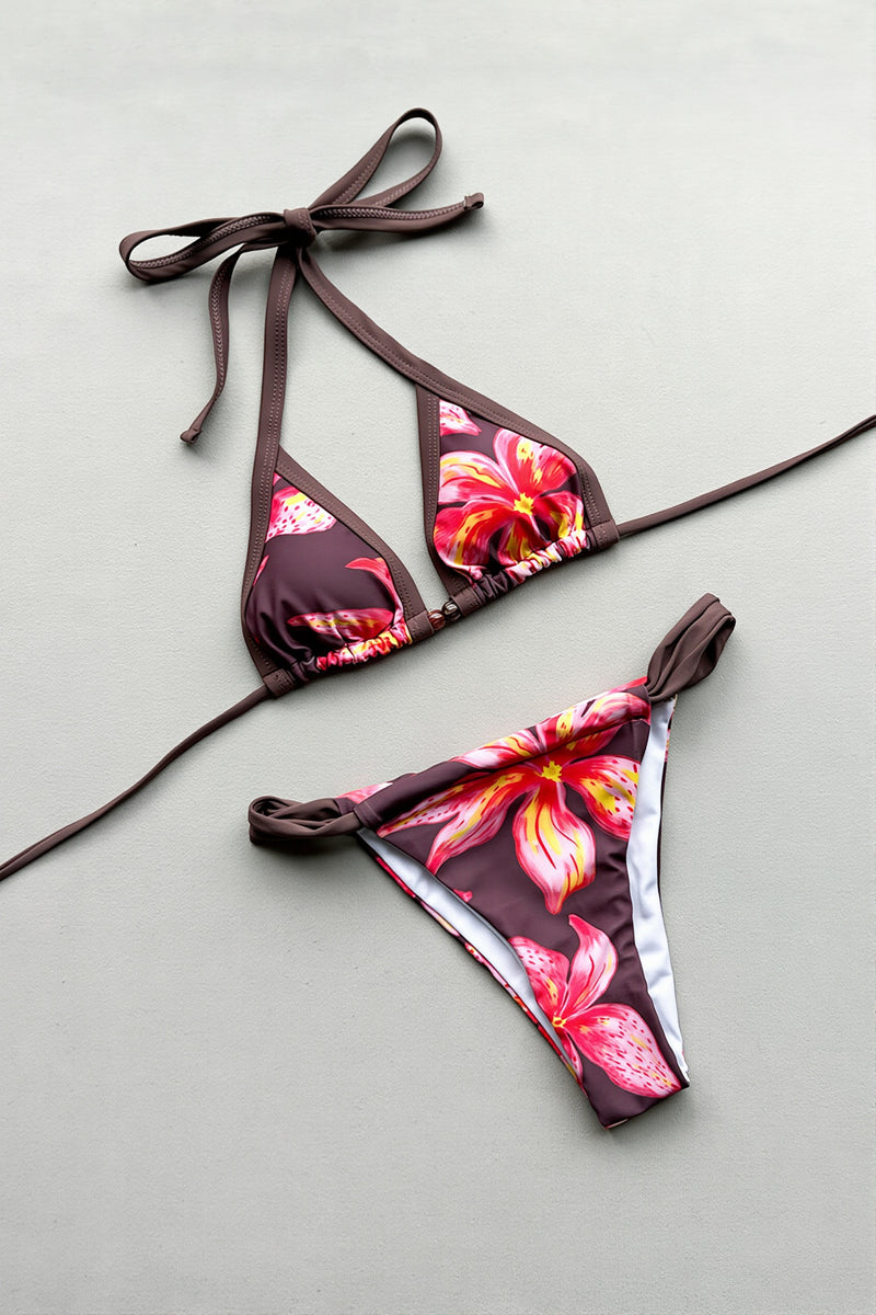 Printed Nylon Triangle Bikini Set