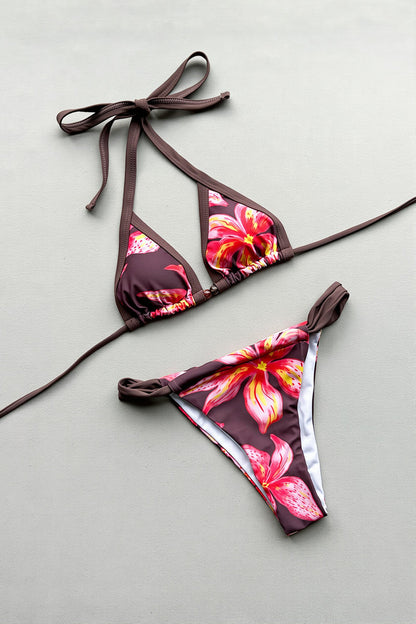 Printed Nylon Triangle Bikini Set