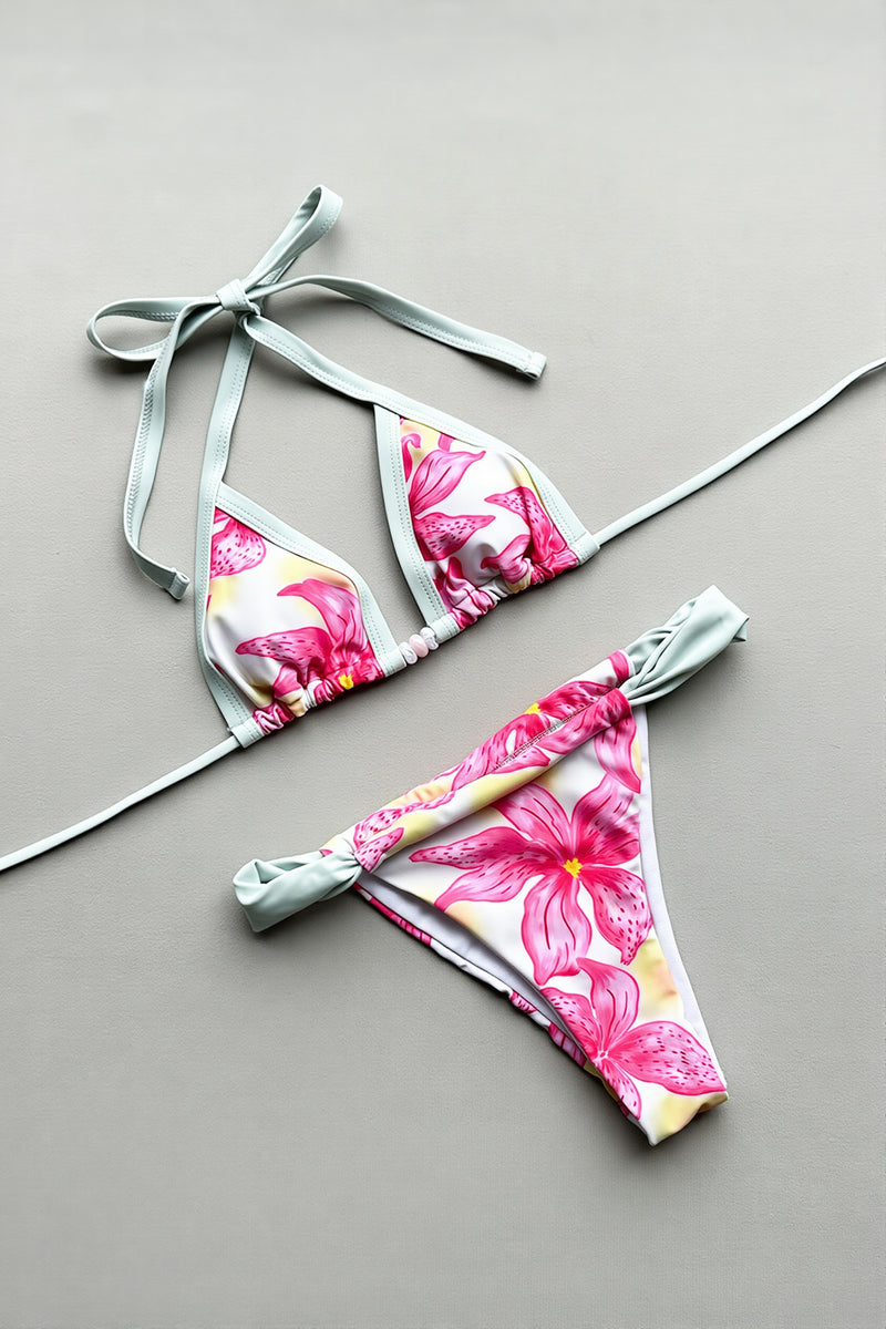 Printed Nylon Triangle Bikini Set