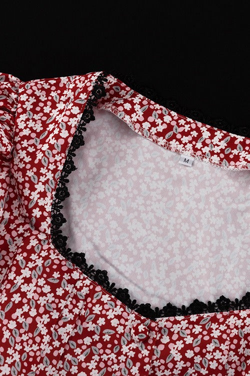 Puff Sleeve Floral Tie Two Piece Set
