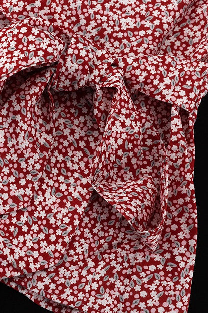 Puff Sleeve Floral Tie Two Piece Set