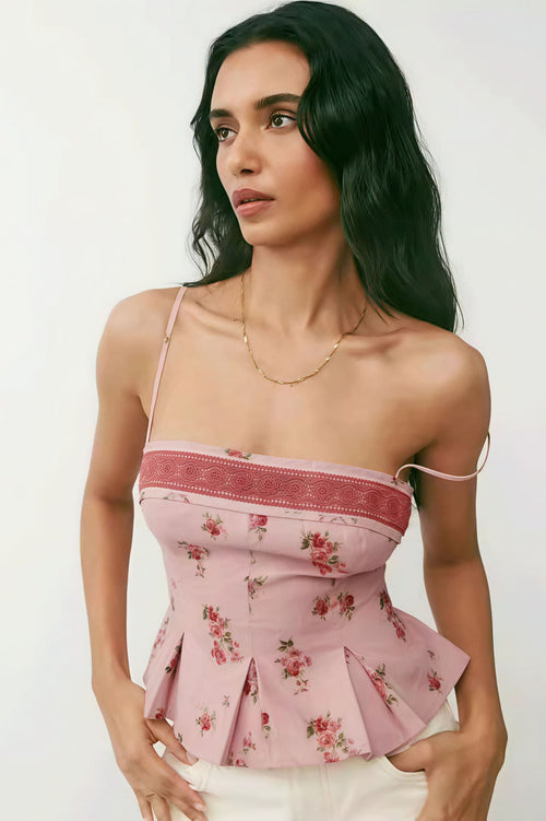 Pure Desire Floral Print Ruffled Cami Top
