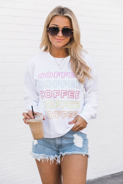 Rainbow Coffee White Sweatshirt