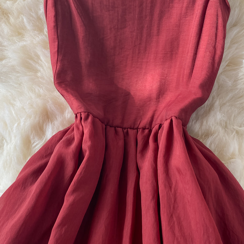 Red A line bow short dress fashion dress S07