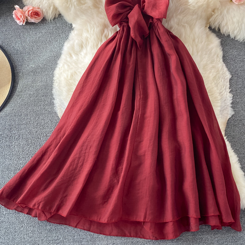 Red A line bow short dress fashion dress S07