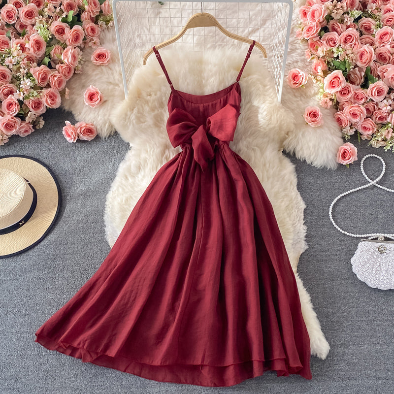 Red A line bow short dress fashion dress S07