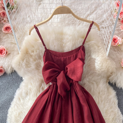 Red A line bow short dress fashion dress S07