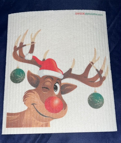 Reindeer with Bulbs Swedish Towel