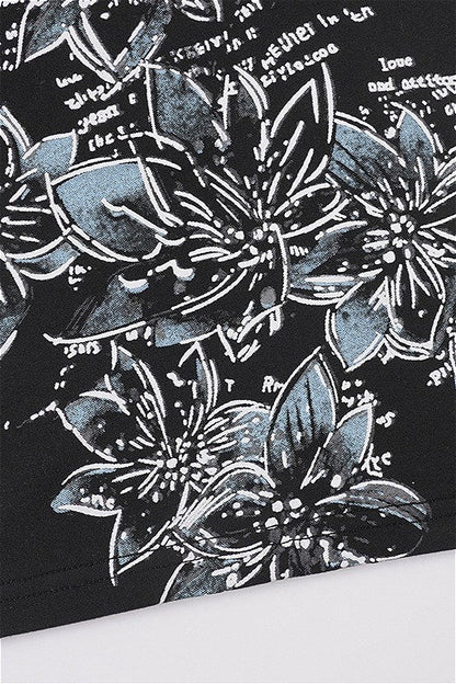 Retro Floral Printed V Neck Blouse