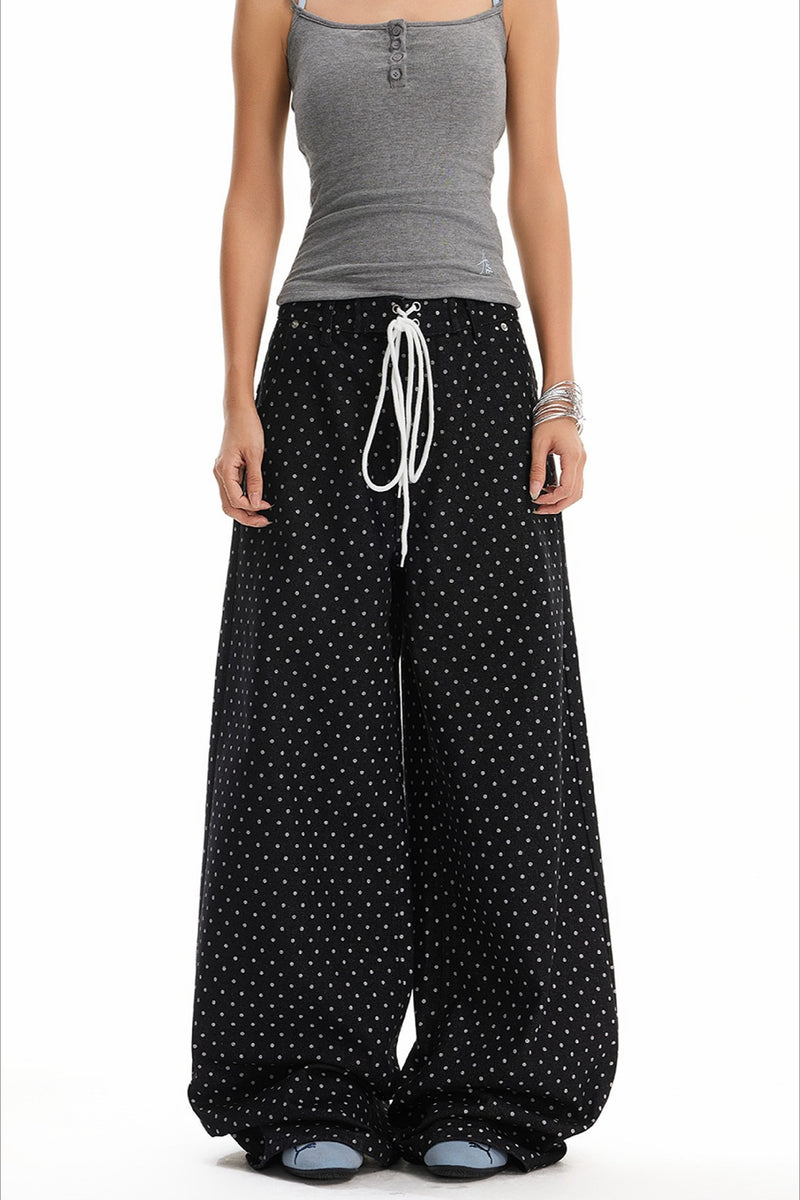 Retro Polka Dot Loose Straight Jeans