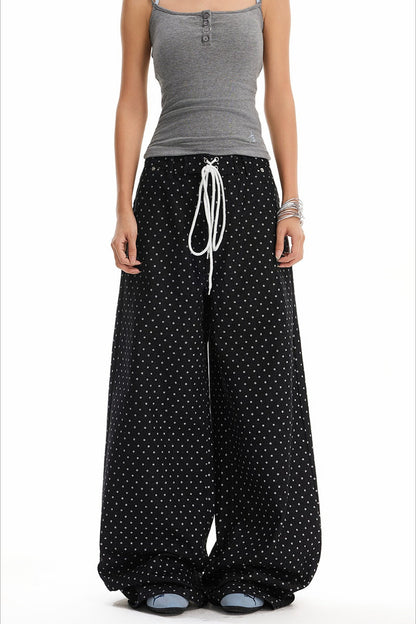 Retro Polka Dot Loose Straight Jeans