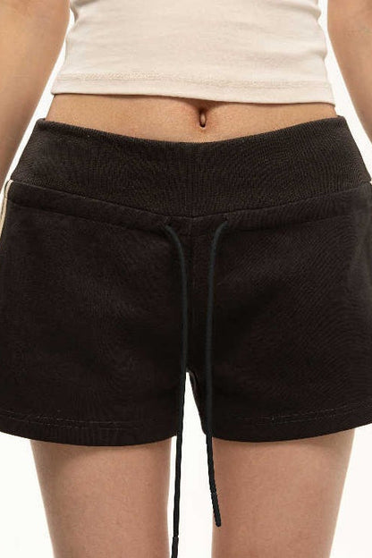 Retro Striped Drawstring Sports Shorts