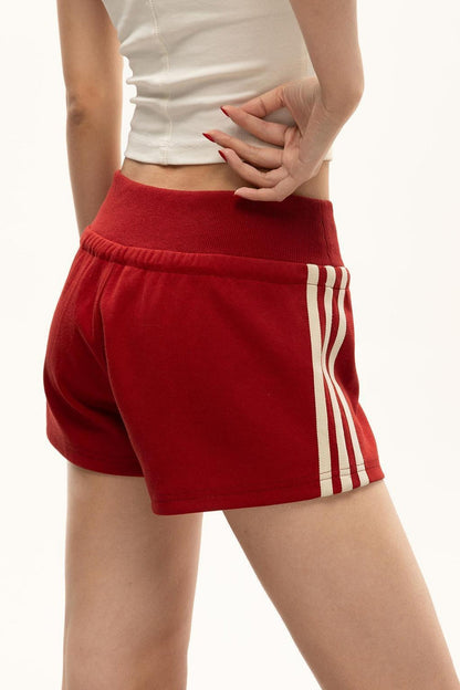 Retro Striped Drawstring Sports Shorts