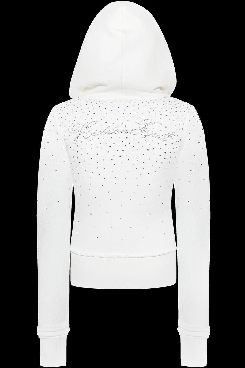 Rhinestone Crystal Zip Crop Hoodie