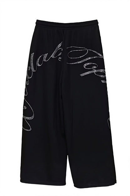 Rhinestone Curved Hip Hop Pants