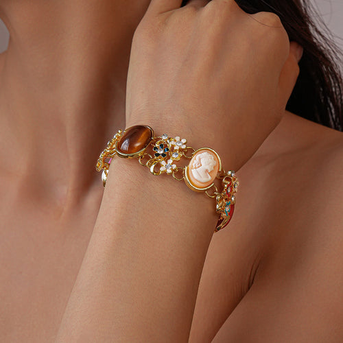 Rhinestone Resin Flower Colorful Bracelet