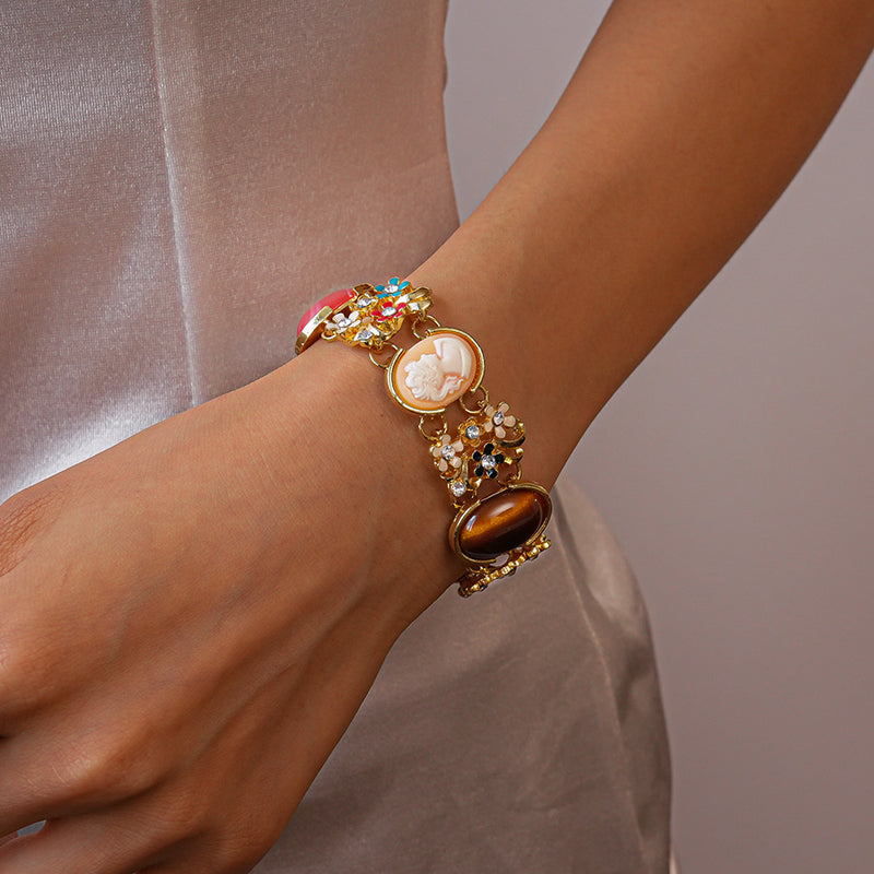 Rhinestone Resin Flower Colorful Bracelet