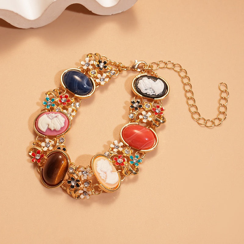 Rhinestone Resin Flower Colorful Bracelet
