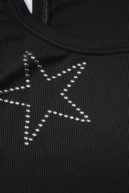 Rhinestone Ribbed Slim Crop Tank Top