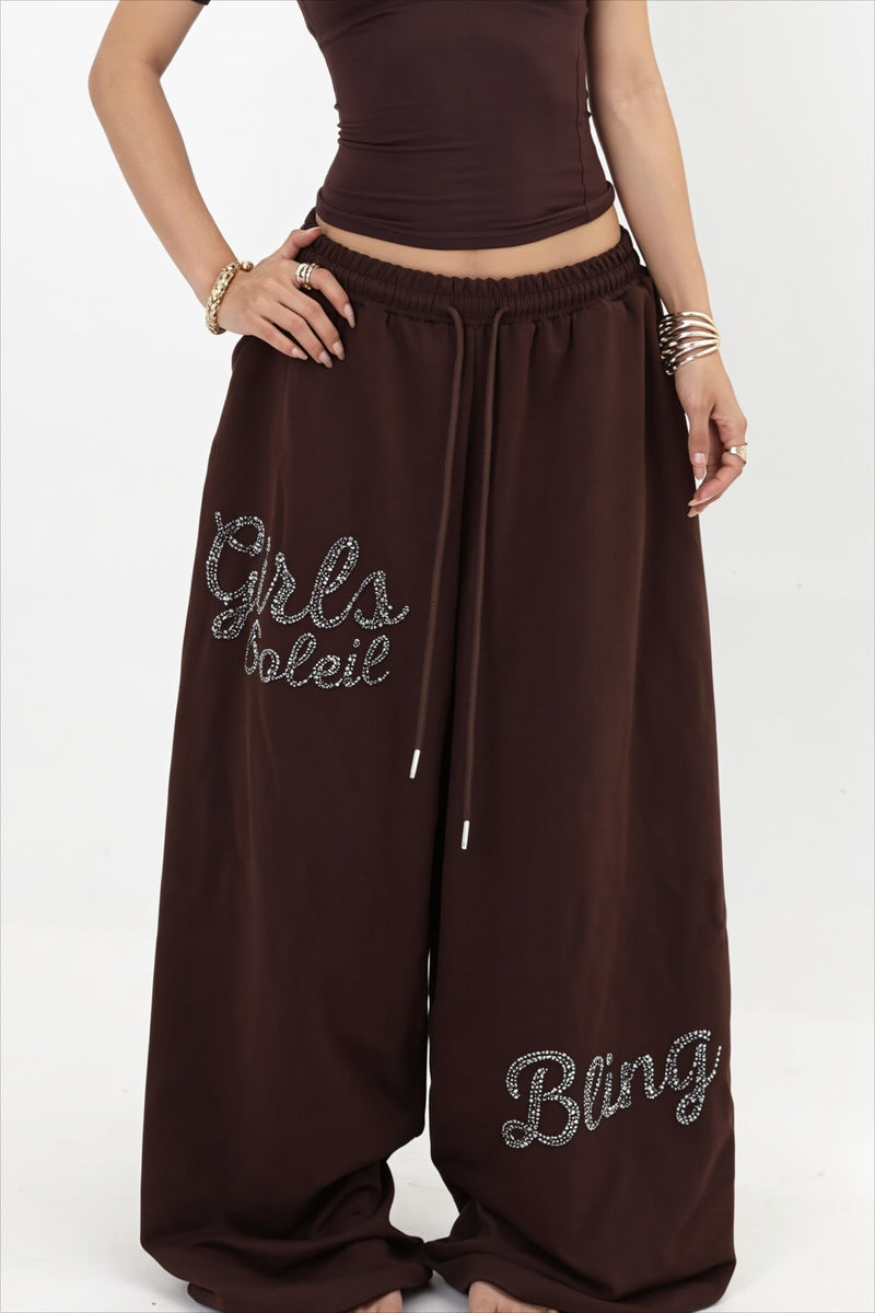 Rhinestone Wide Leg Sweat pants