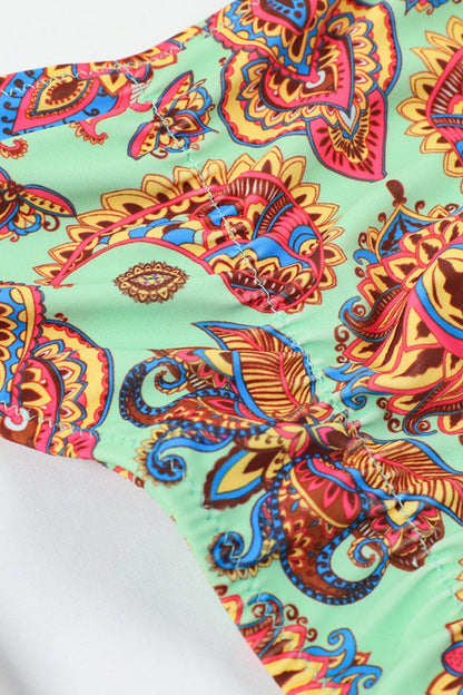 Ring Detail Tie Print Beach Bikini Set