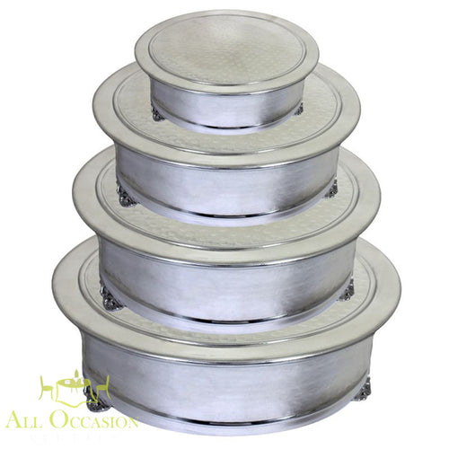 4 PC hammered round cake stands perfect for events and weddings, available for rental in Corona CA.