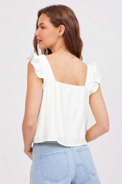 Ruched Flutter Sleeve Loose Blouse