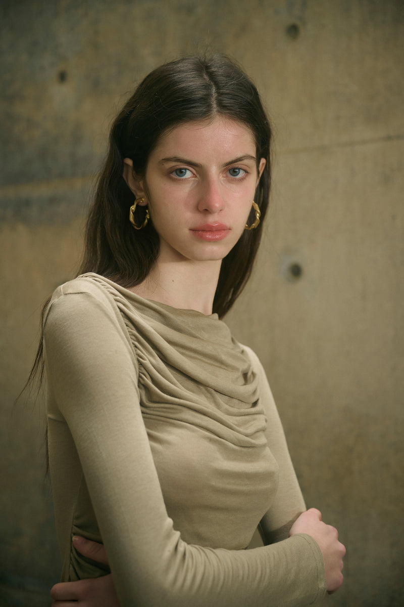 Ruched long-sleeve top