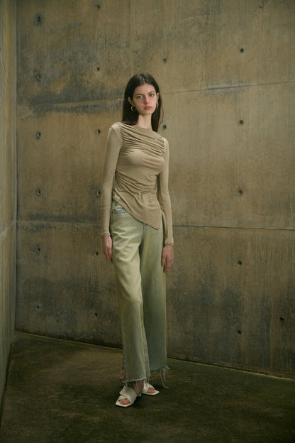 Ruched long-sleeve top