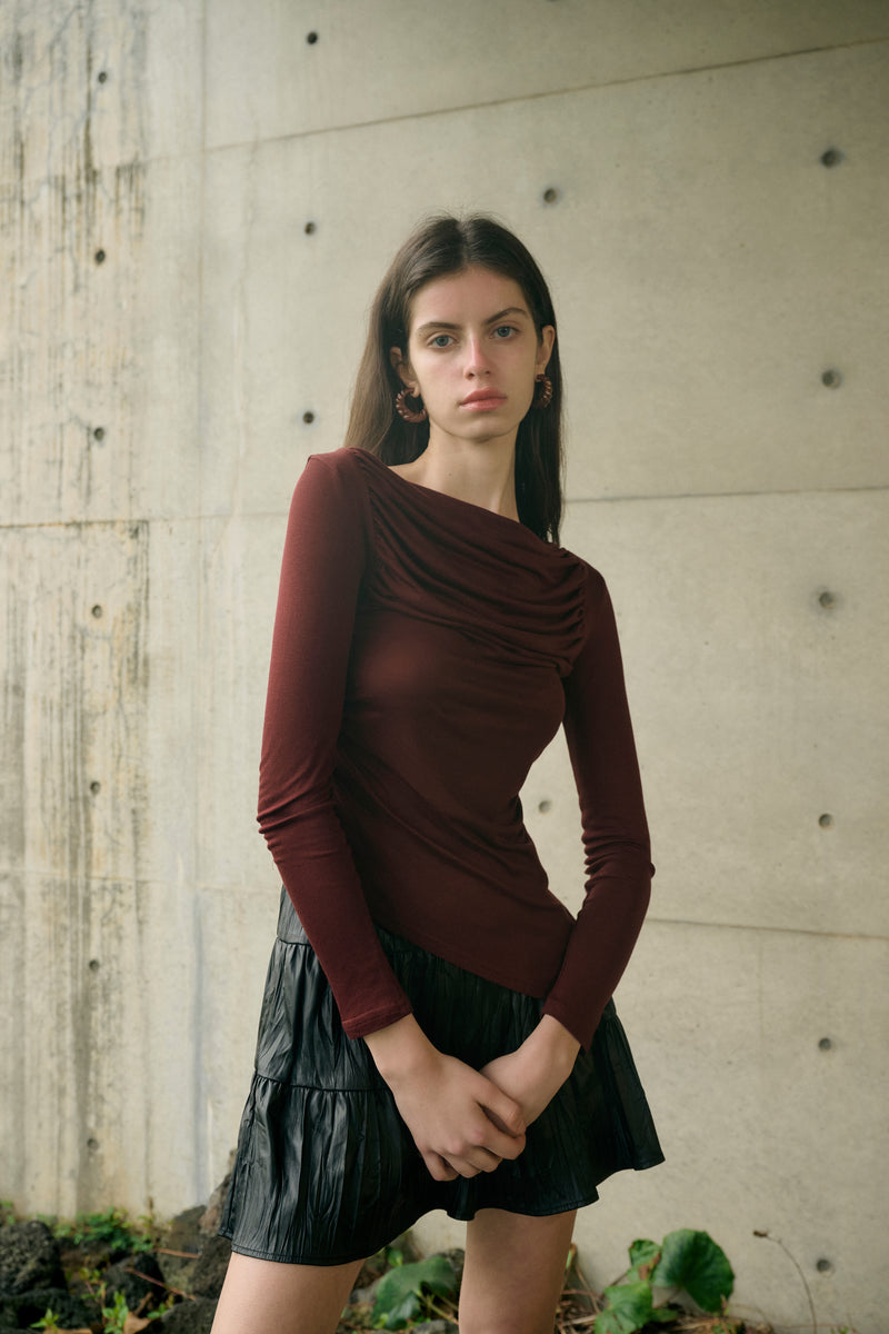 Ruched long-sleeve top