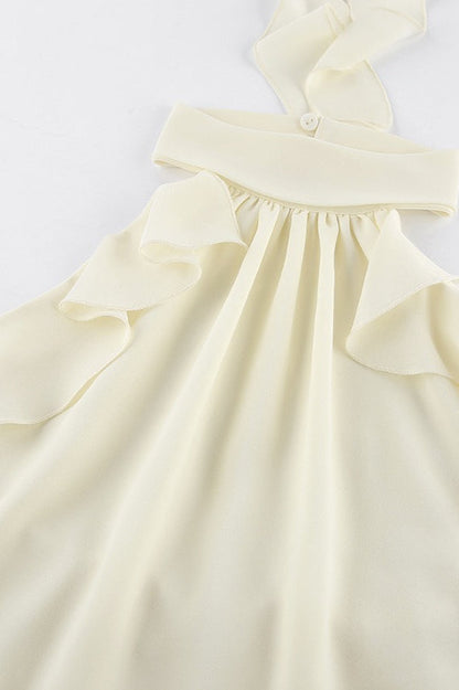 Ruffle Backless Chiffon Halter Top