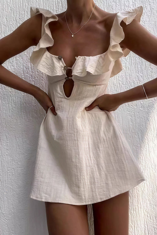 Ruffle Hem Spaghetti Strap Mini Dress
