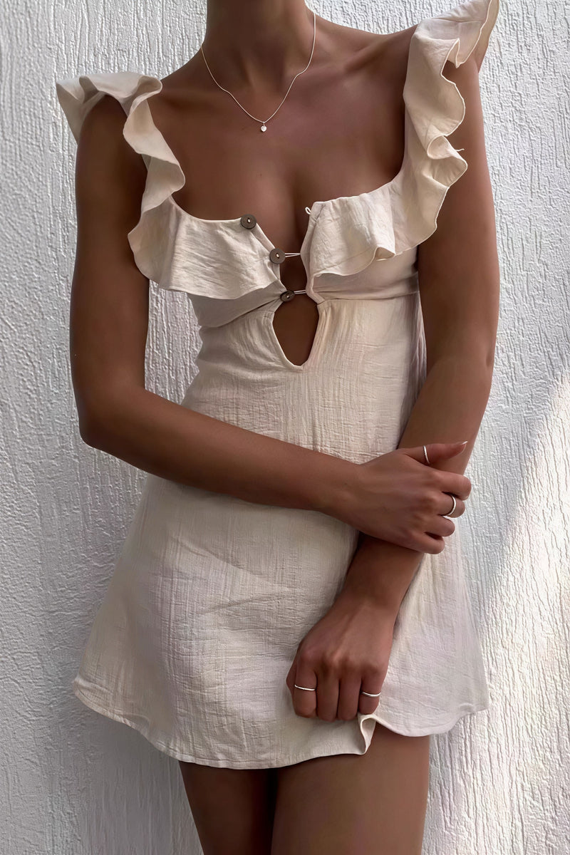 Ruffle Hem Spaghetti Strap Mini Dress
