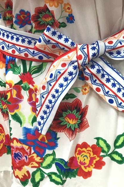 Ruffle Off Shoulder Bright Long Boho Dress