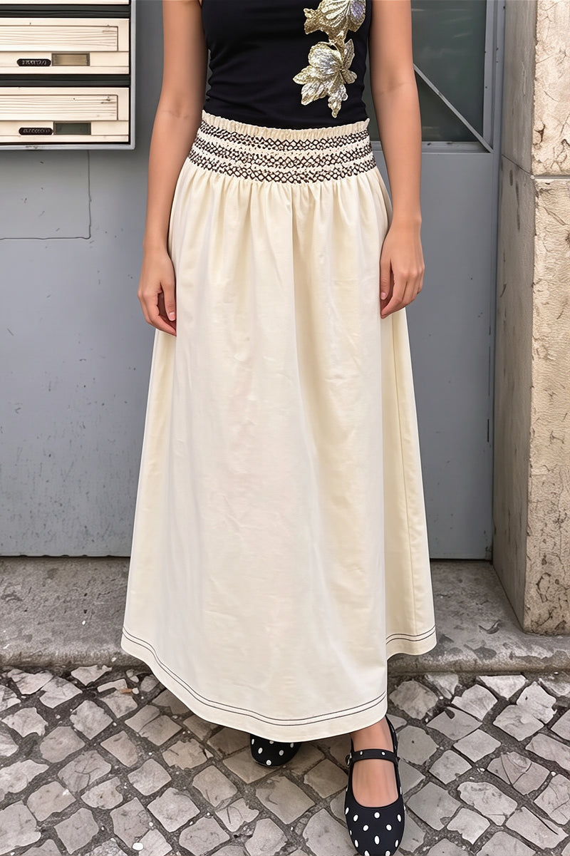 Ruffle Smocked A Line Swing Skirt