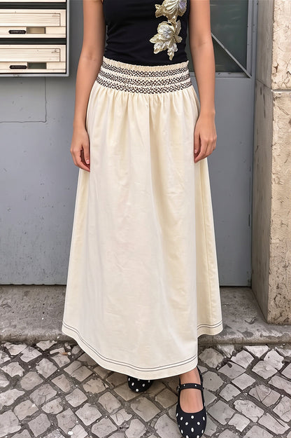 Ruffle Smocked A Line Swing Skirt