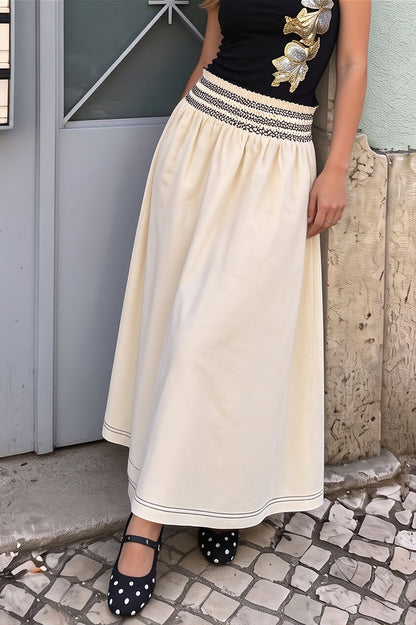 Ruffle Smocked A Line Swing Skirt