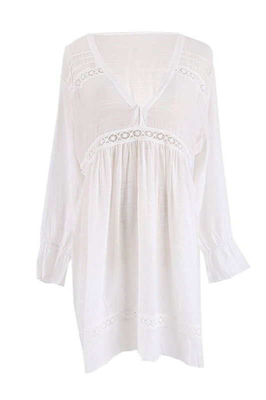 Ruffle Tencel Mini Solid Boho Dress