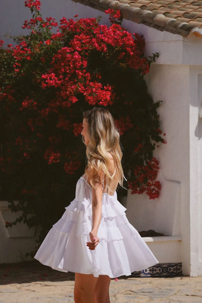 Ruffled Layer Backless Sleeveless Mini Dress