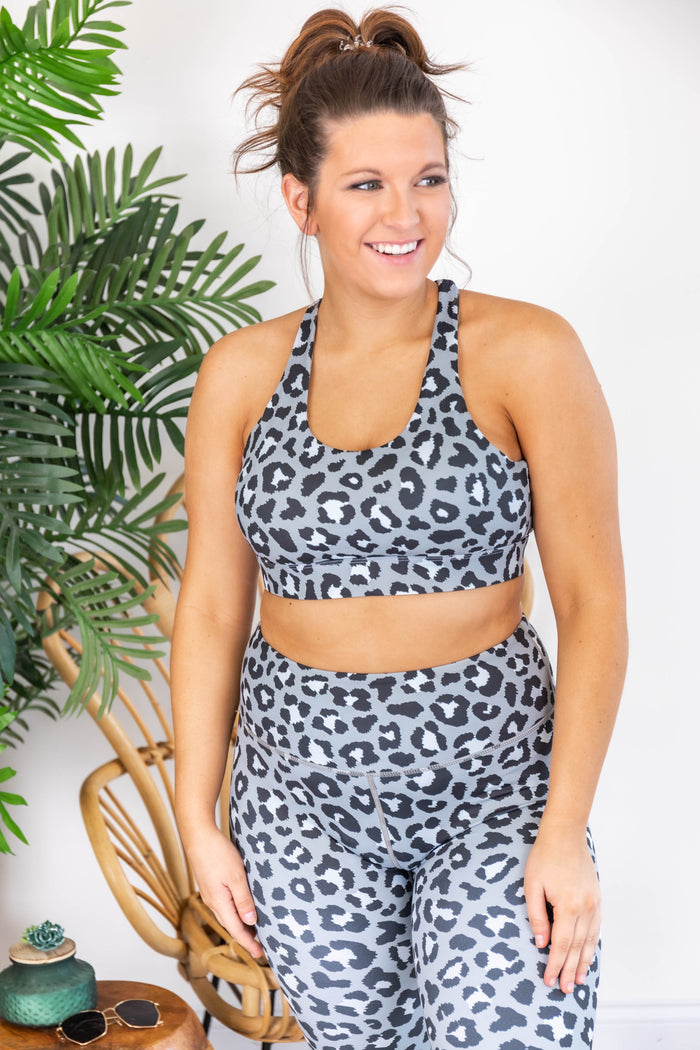 Running After You Animal Print Grey Sports Bra FINAL SALE
