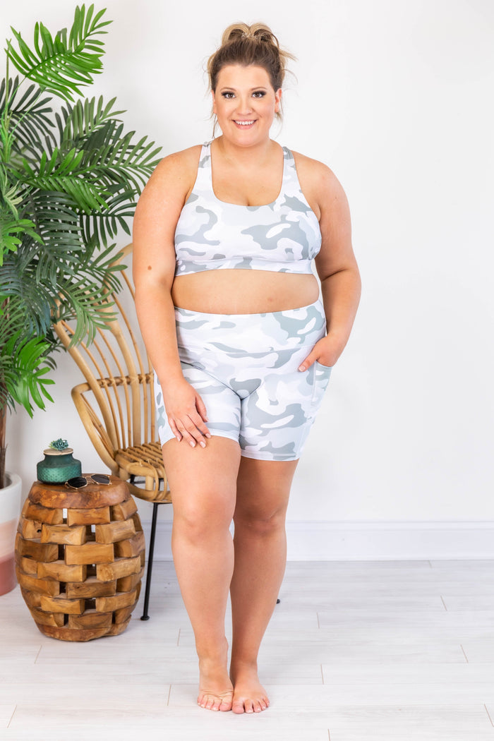Running After You Camo Grey Sports Bra FINAL SALE