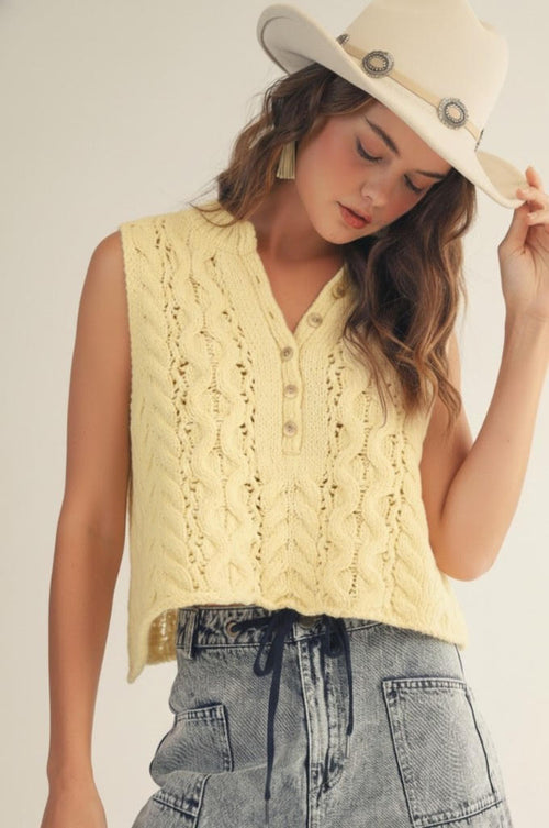 Rustic Poem Cable Knit Sweater Tank