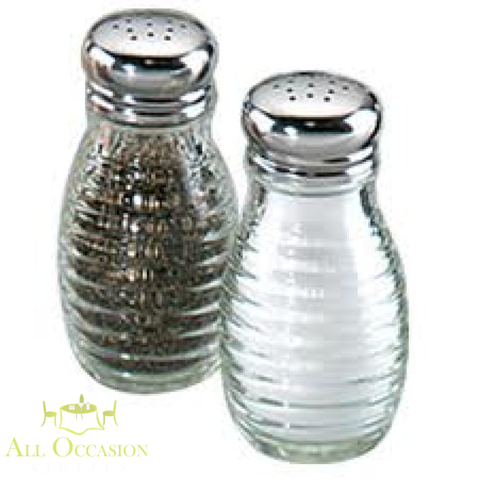 Elegant Salt & Pepper Shakers for rent, perfect for all occasions and table settings.