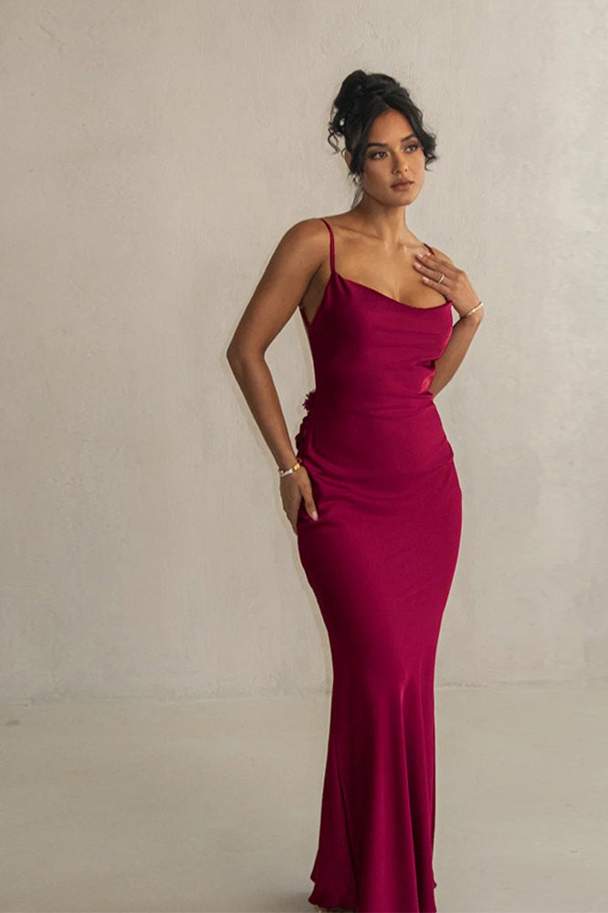 Satin Cami Backless Sexy Slim Fit Prom Dress