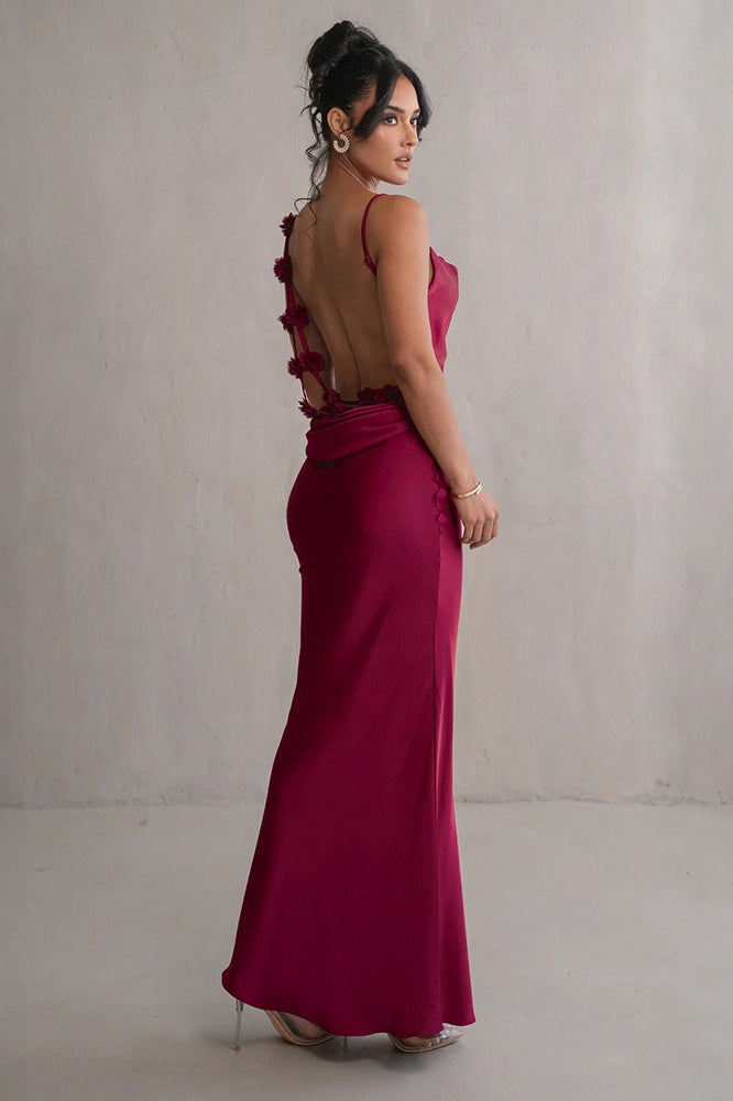 Satin Cami Backless Sexy Slim Fit Prom Dress
