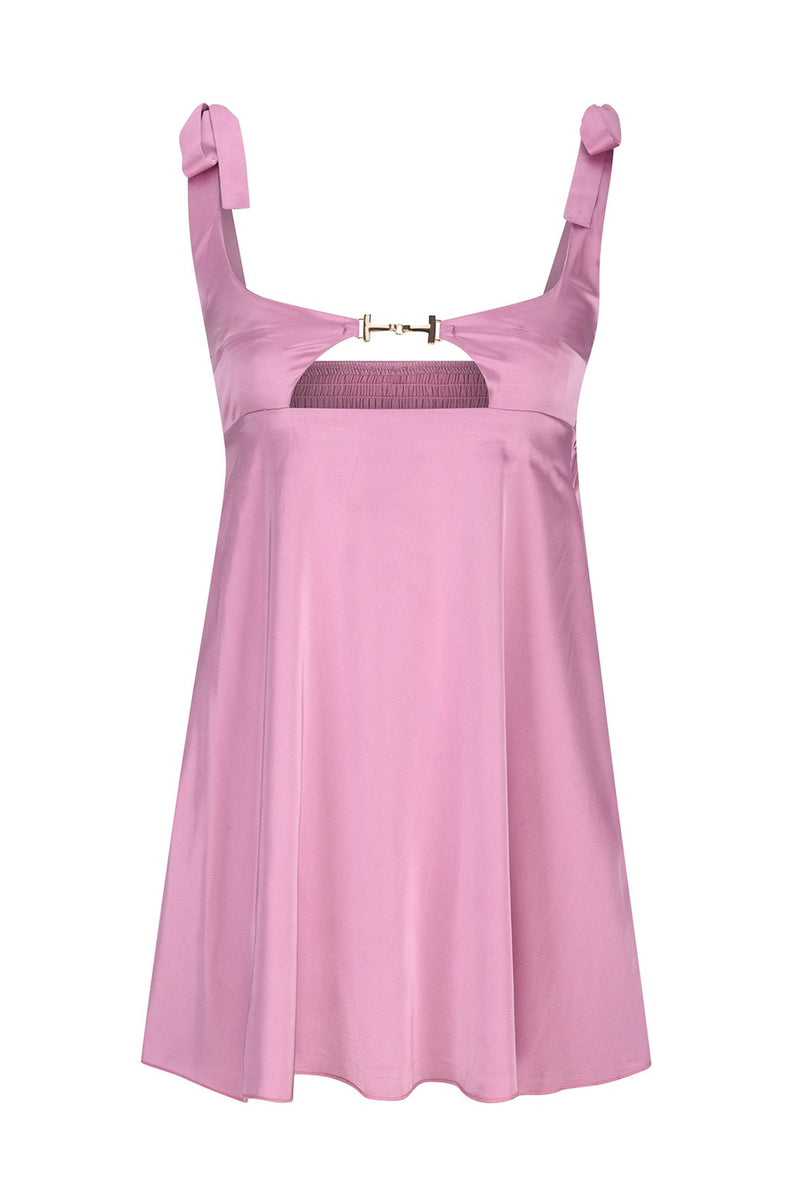 Satin Hollow Tie Tube Slip Mini Dress
