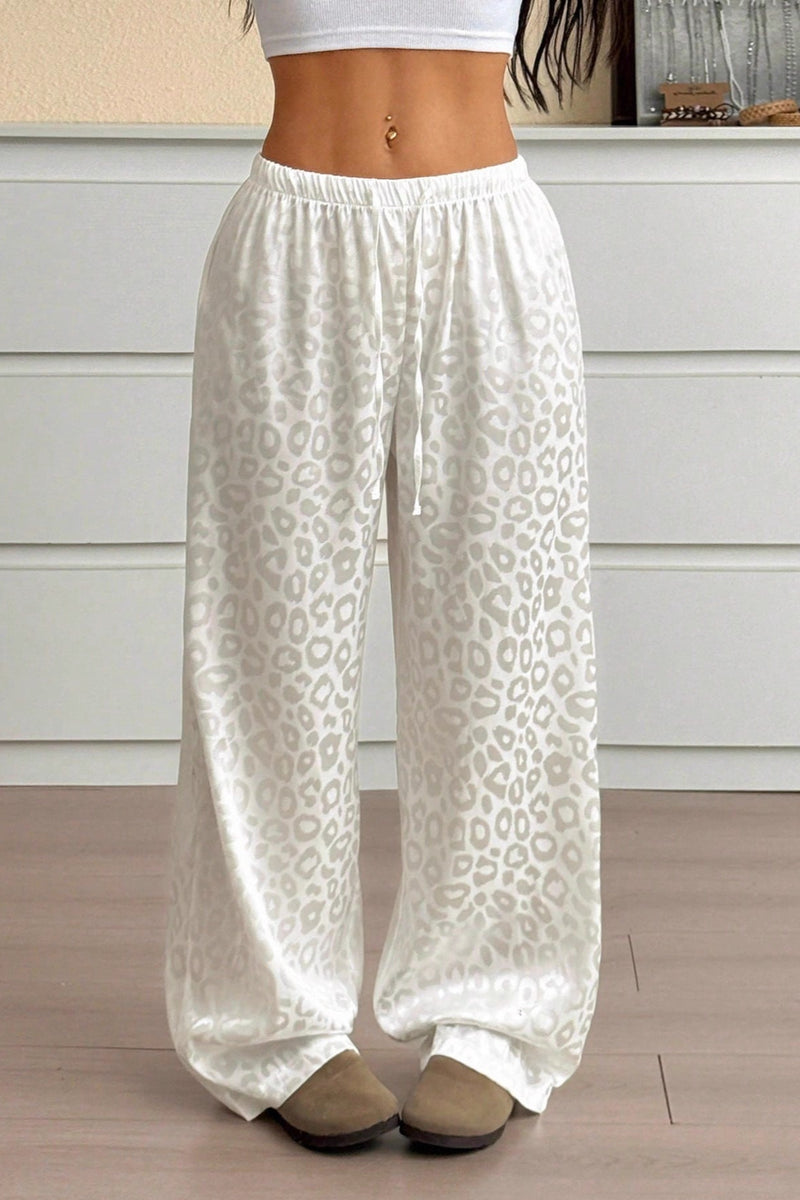 Satin Leopard Jacquard Pants