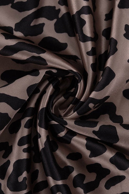 Satin Leopard Mermaid Maxi Skirt